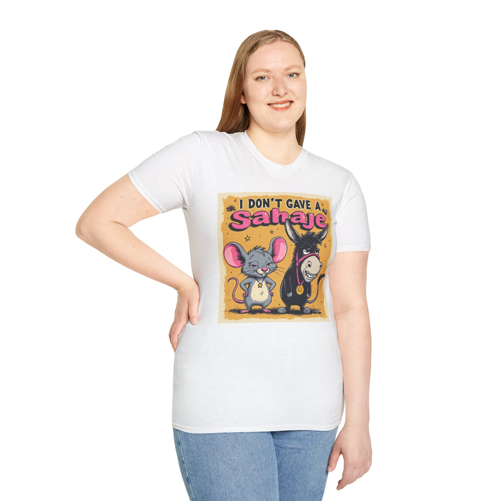 Don’t Give a Satrage T-Shirt — Funny Mouse & Donkey Cartoon Tee