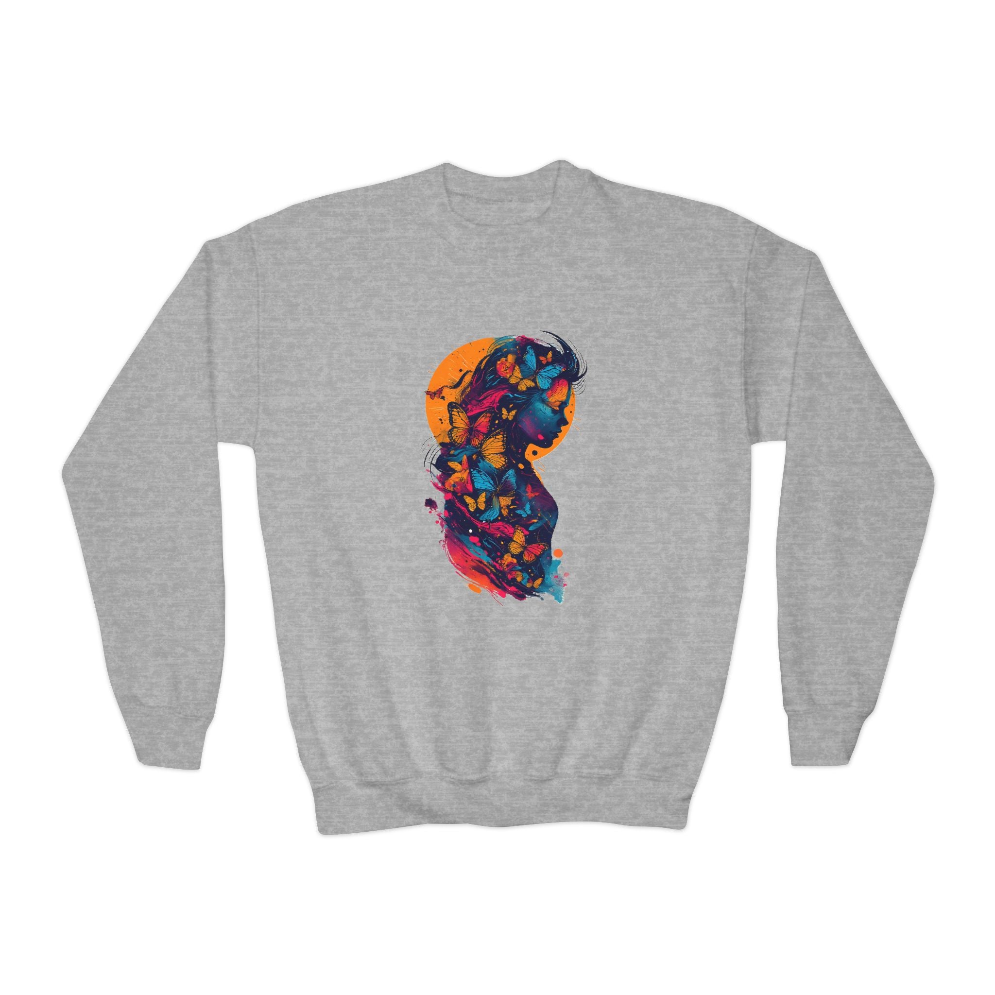 Youth Sweatshirt — Colorful Astronaut Silhouette Crewneck