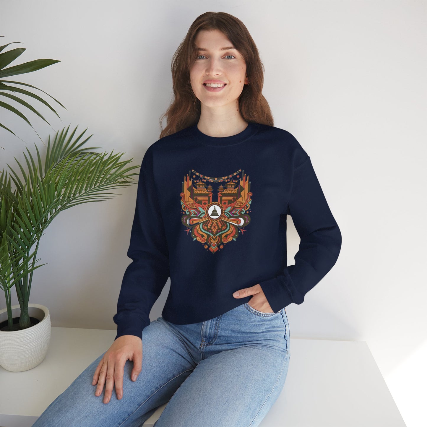 Vintage Tribal Fox Sweatshirt — Geometric Forest Animal Crewneck