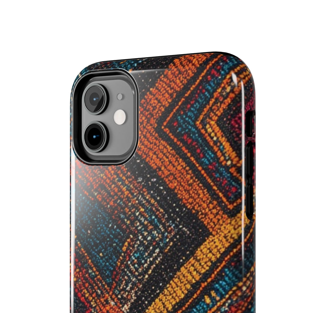 Tough Phone Case — Boho Geometric Rug Pattern, Protective iPhone Cover