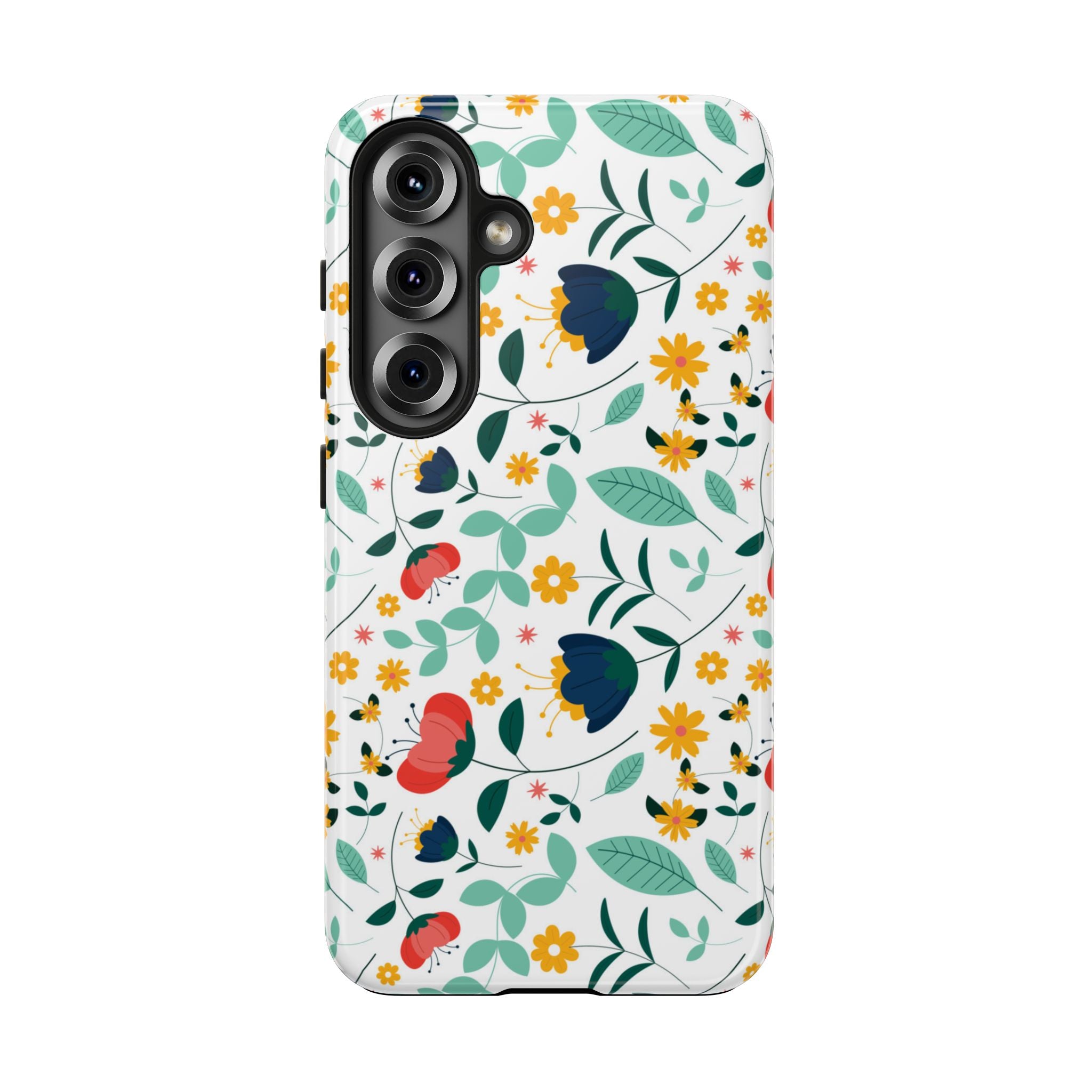 Floral Pattern Tough Phone Case — Colorful Spring Flowers Phone Cover