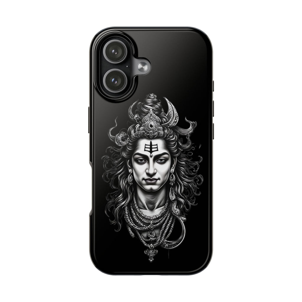 Phone Case — Intricate Lord Shiva Illustration on Black Tough Case