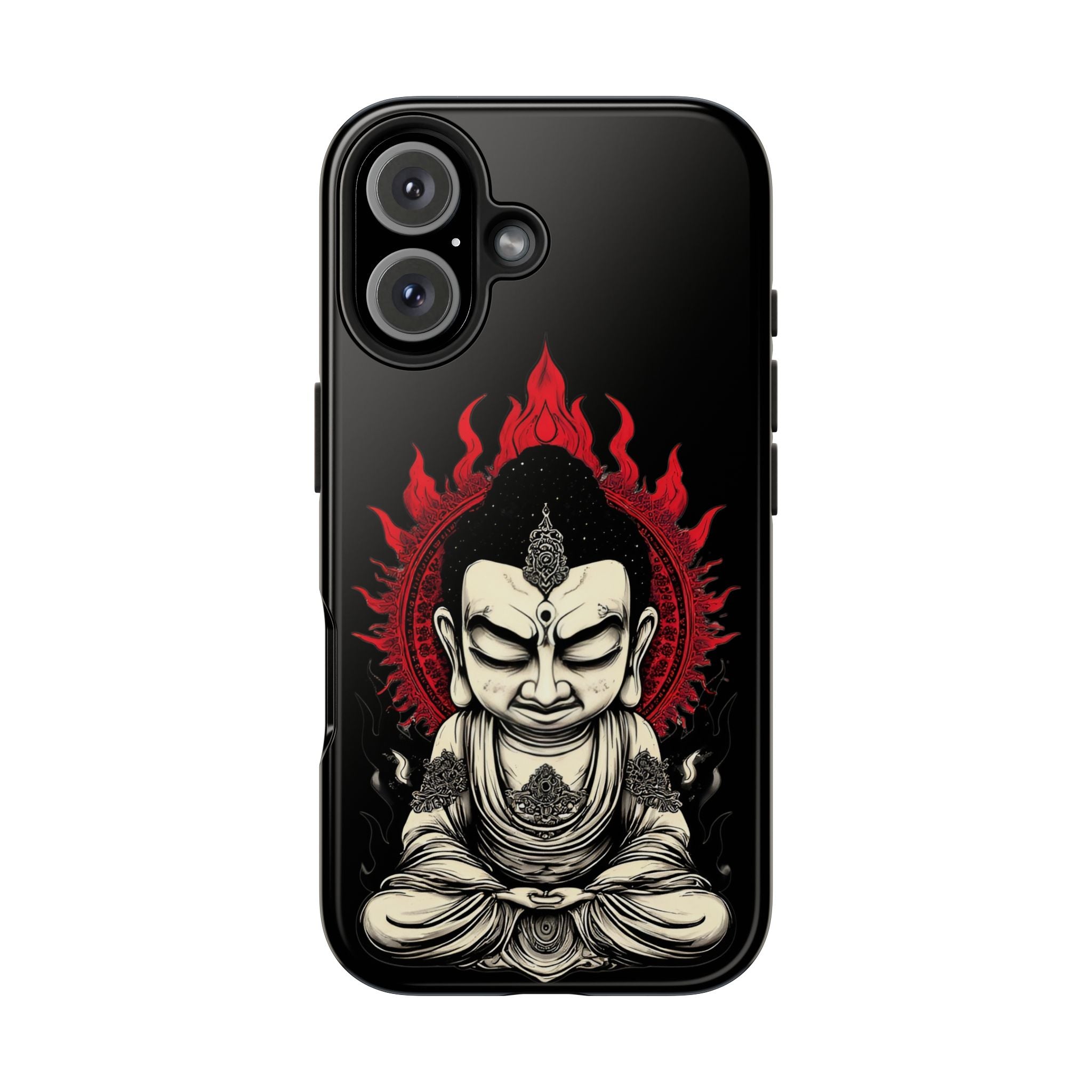 Meditative Buddha Tough Phone Case — Red Flame Zen Protection