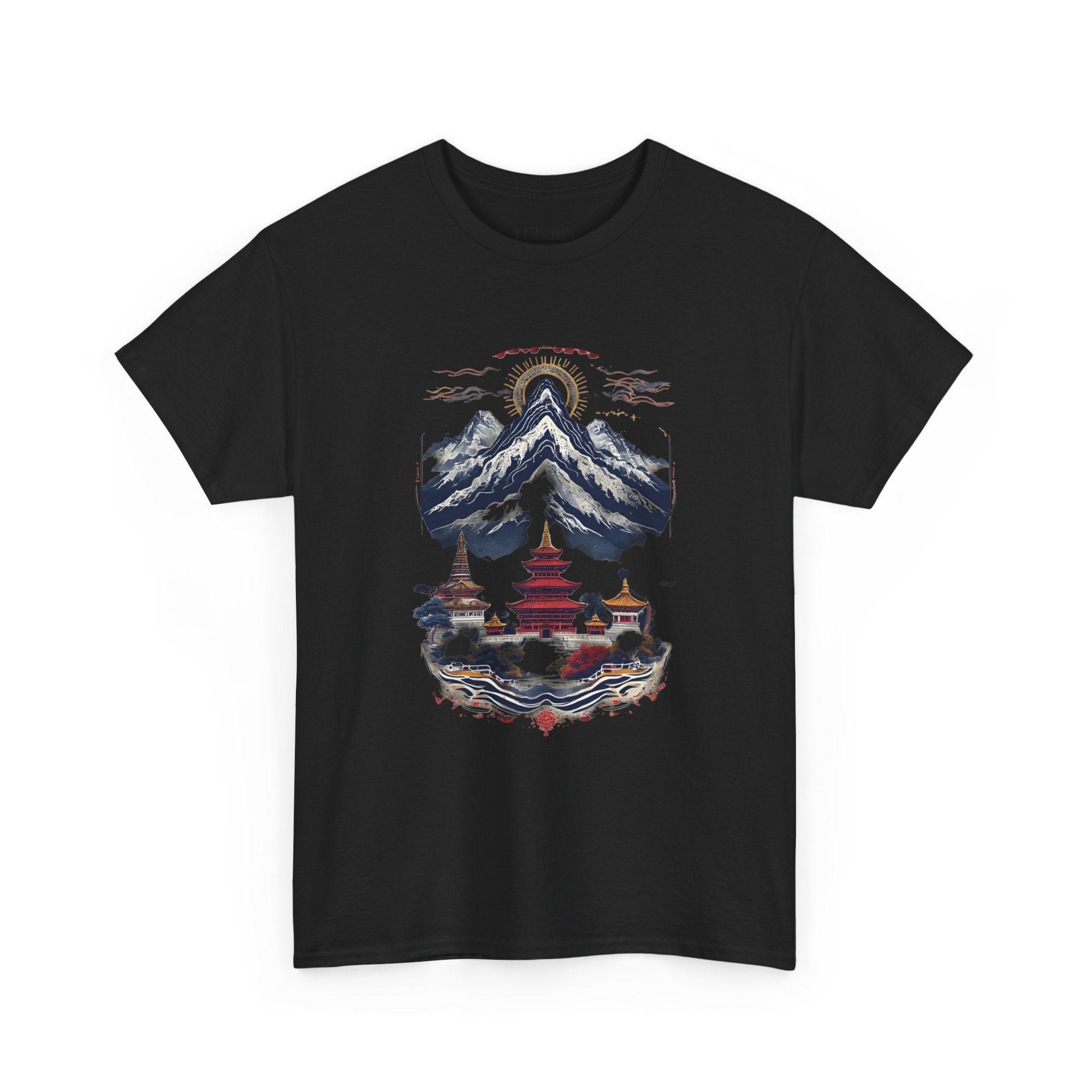 Japanese Mountain Pagoda T-Shirt — Zen Temple Landscape Tee