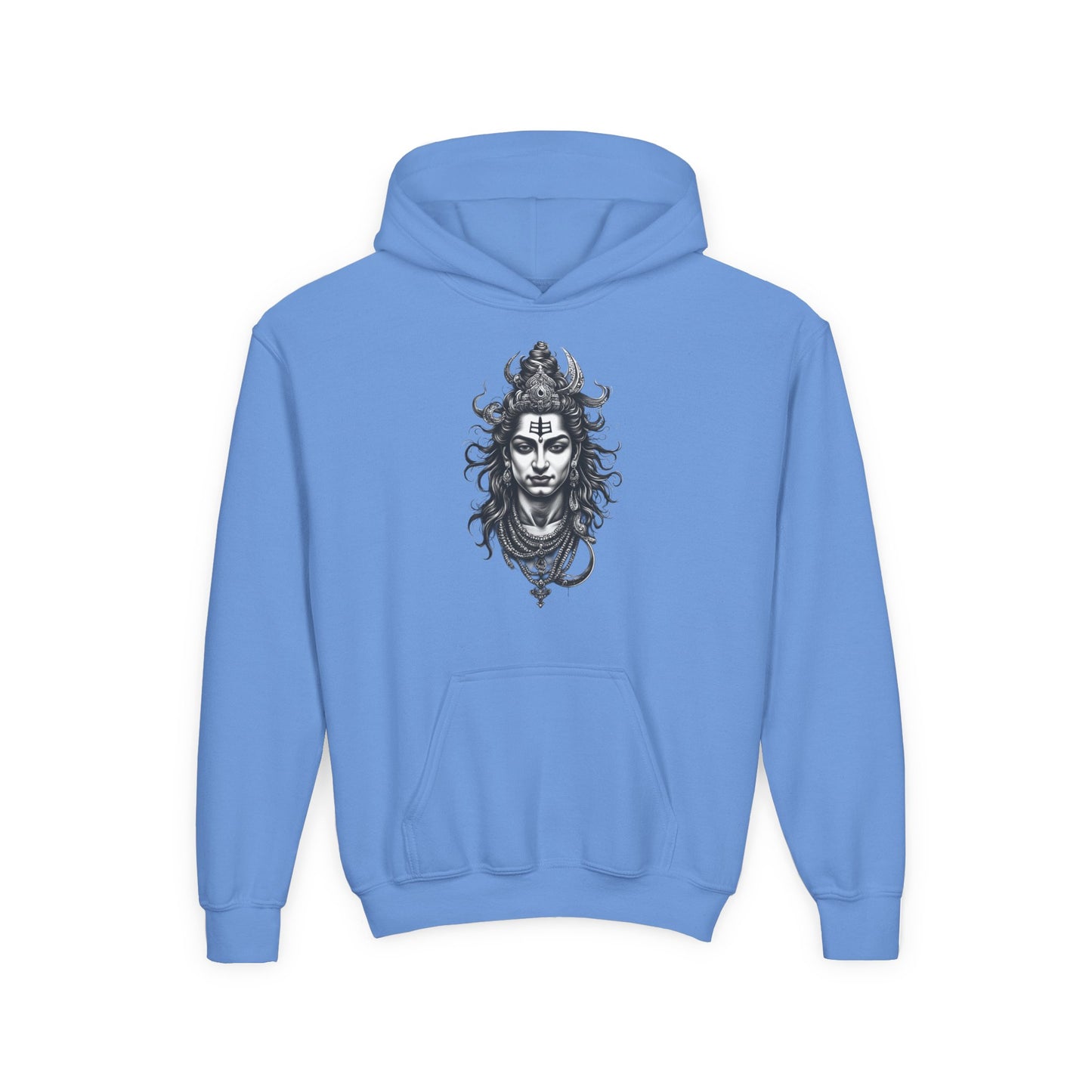 Shiva Illustration Youth Hoodie — Mystical Hindu God Graphic Pullover