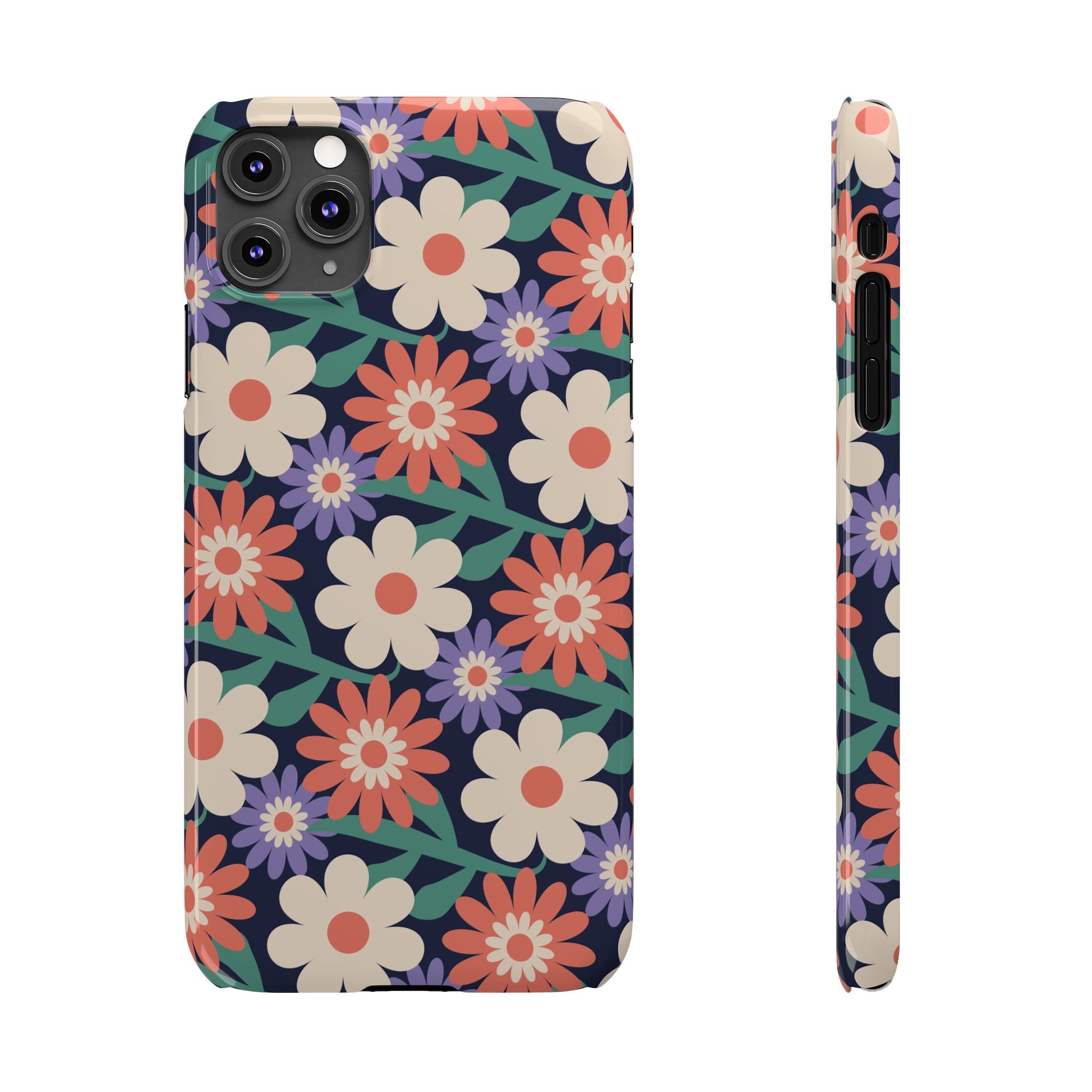 Floral Retro Slim Phone Case – Navy Ditsy Flowers