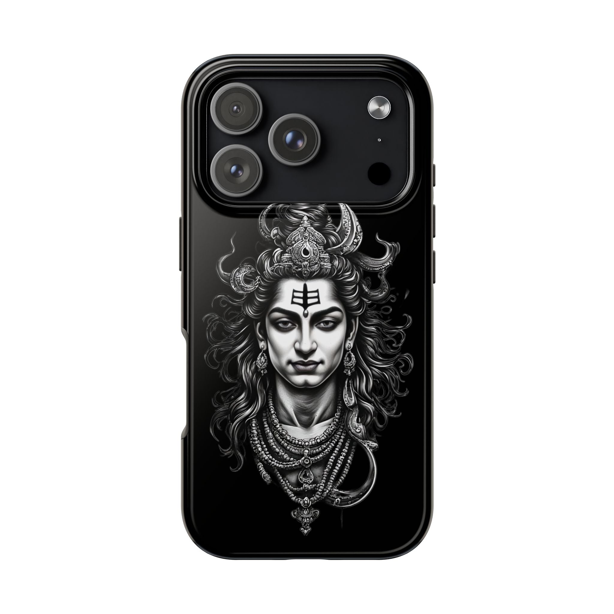Phone Case — Intricate Lord Shiva Illustration on Black Tough Case