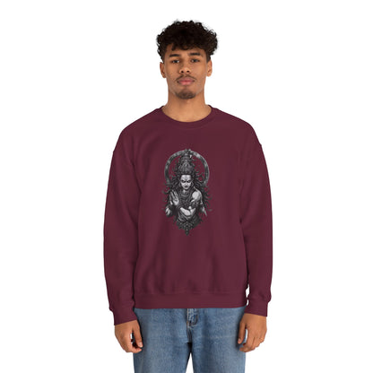 Shiva Meditation Crewneck Sweatshirt — Detailed Shiva Portrait Spiritual Yoga Pullover