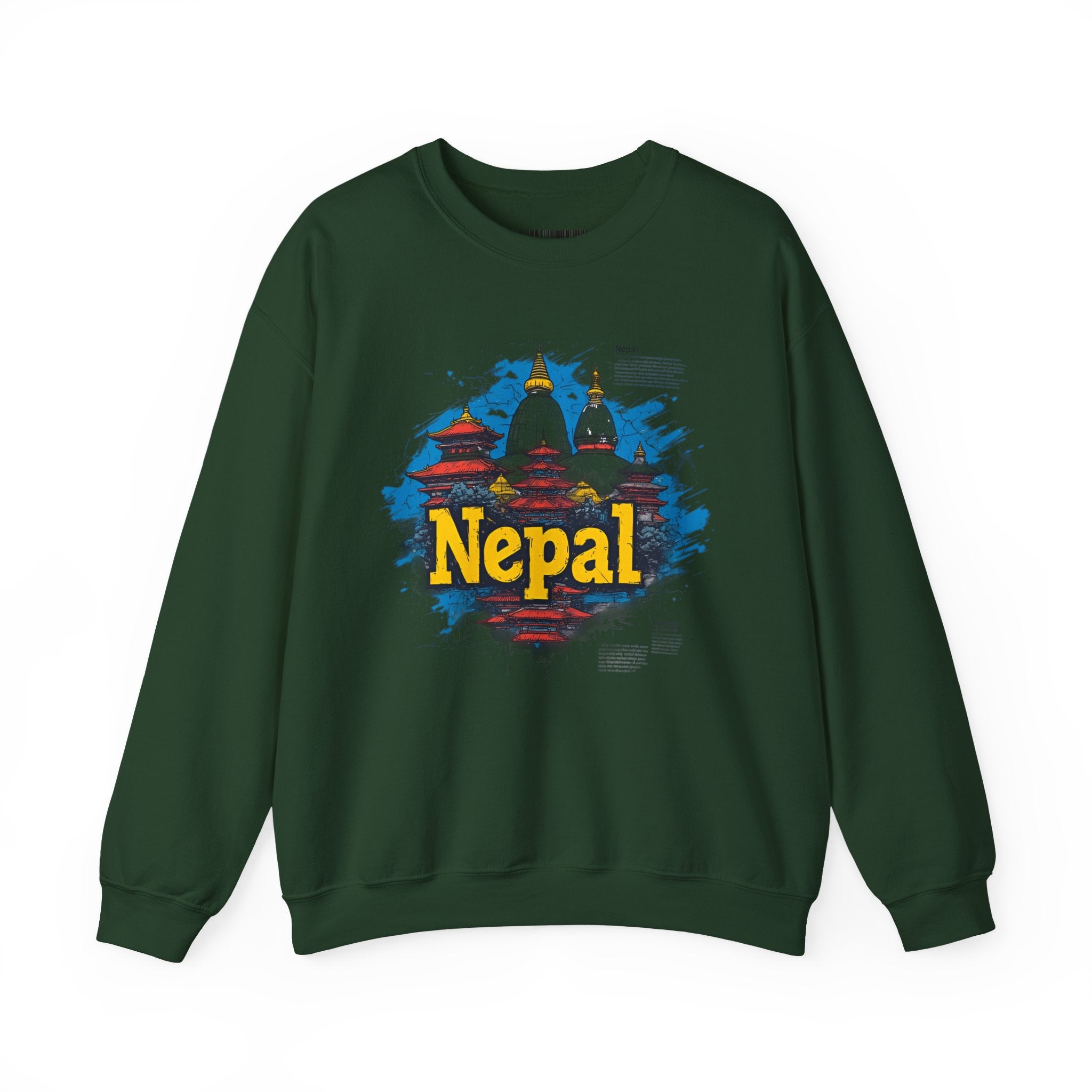 Nepal Landmark Crewneck Sweatshirt – Vintage Kathmandu Stupa Travel Pullover