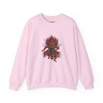 Crewneck Sweatshirt — Red Demon Guardian Graphic