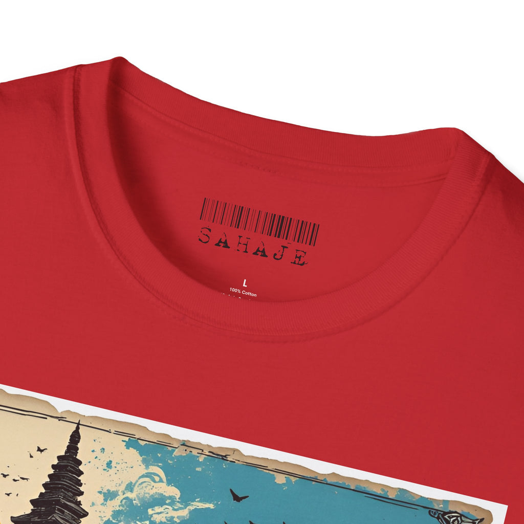 Patan City T-Shirt – Temple & Lion Graphic Tee, Nepali Cultural Heritage Design