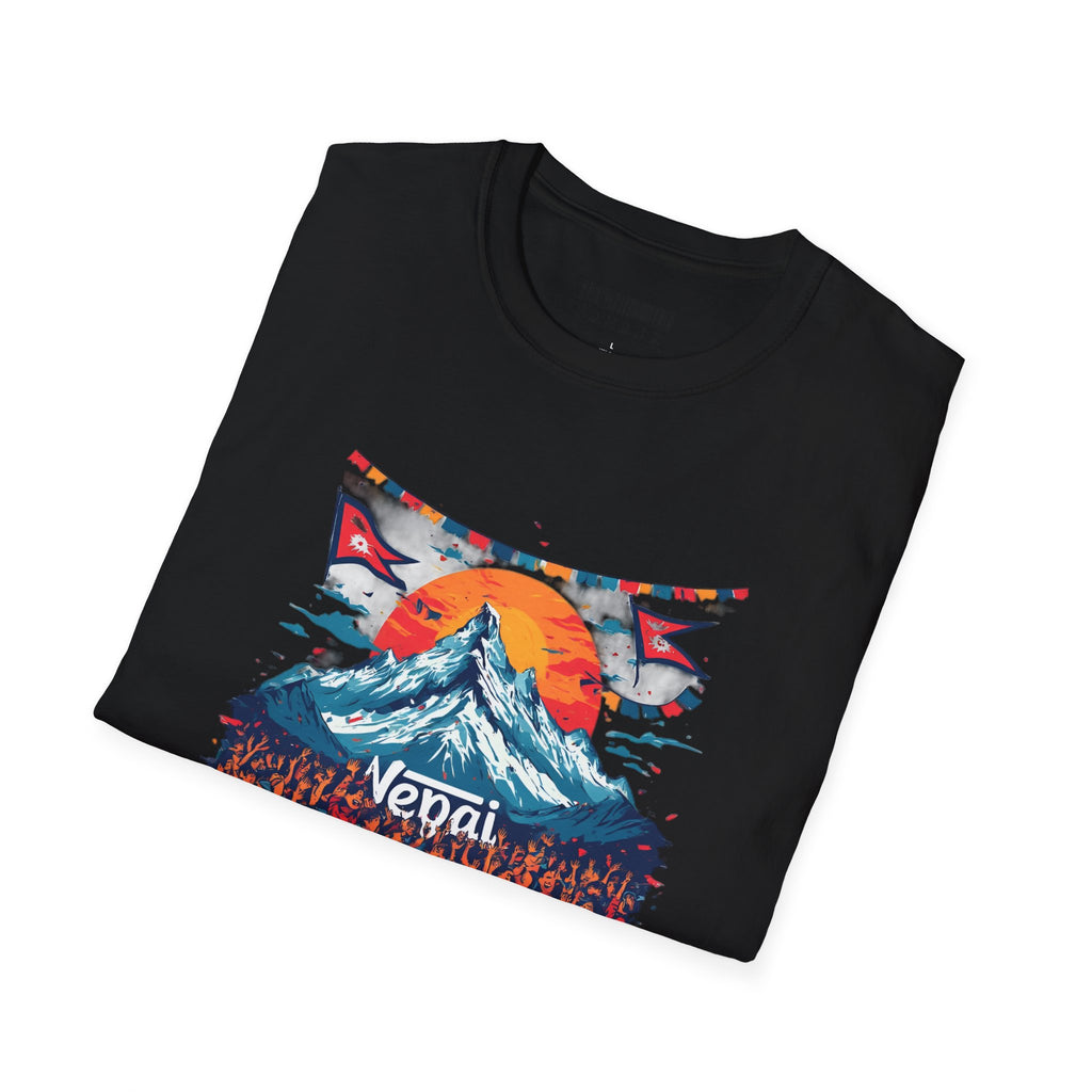 Nepal Mountain Sunrise T-Shirt — Retro Trekking Graphic Tee