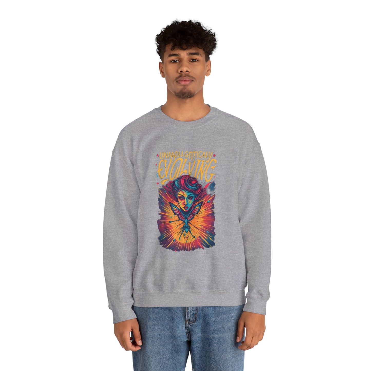 Evolving Butterfly Crewneck Sweatshirt — "Unafraid, Authentically Evolving" Inspirational Pullover
