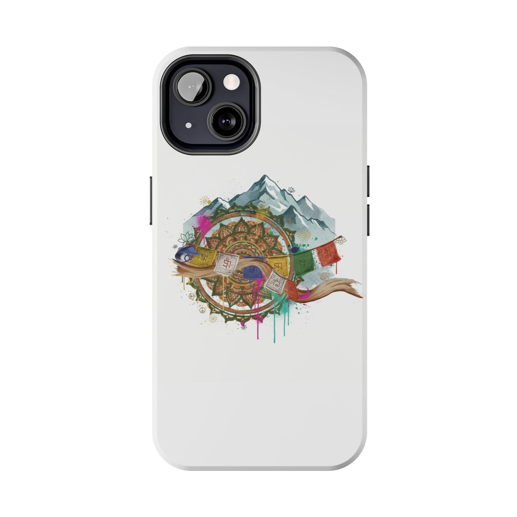 Mountain Compass Tough Phone Case with Prayer Flags & Fish Design