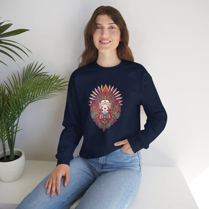 Crewneck Sweatshirt — Colorful Mandala Goddess Graphic