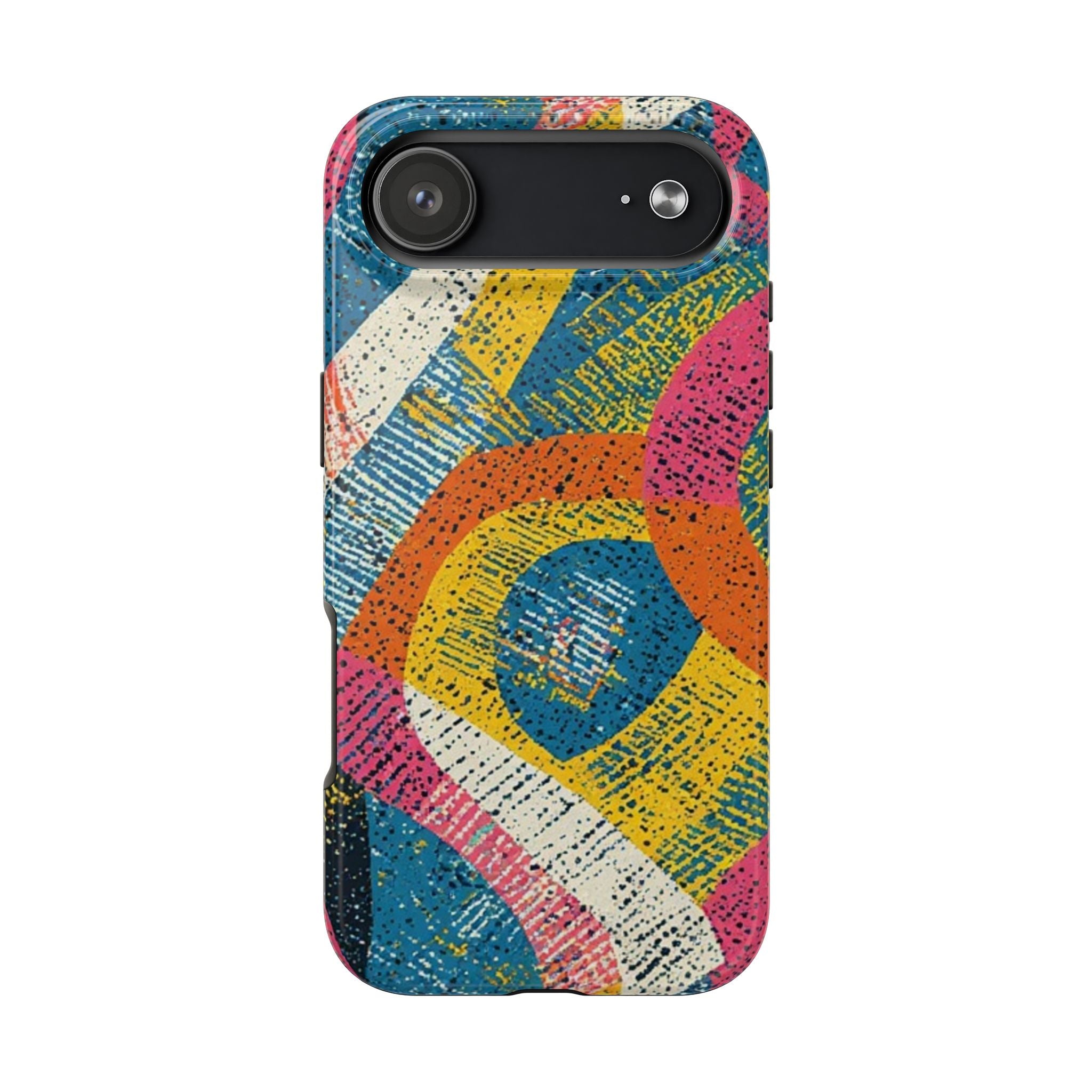 Bold Retro Abstract Tough Phone Case — Colorful Geometric Protective Cover