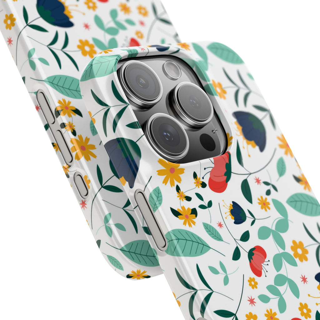 Floral Slim Phone Case — Colorful Folk Flower Pattern