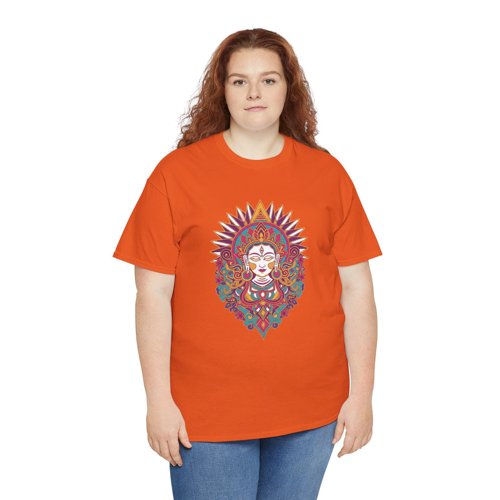 Spiritual Goddess Sun Mandala Tee — Colorful Boho Yoga T‑Shirt