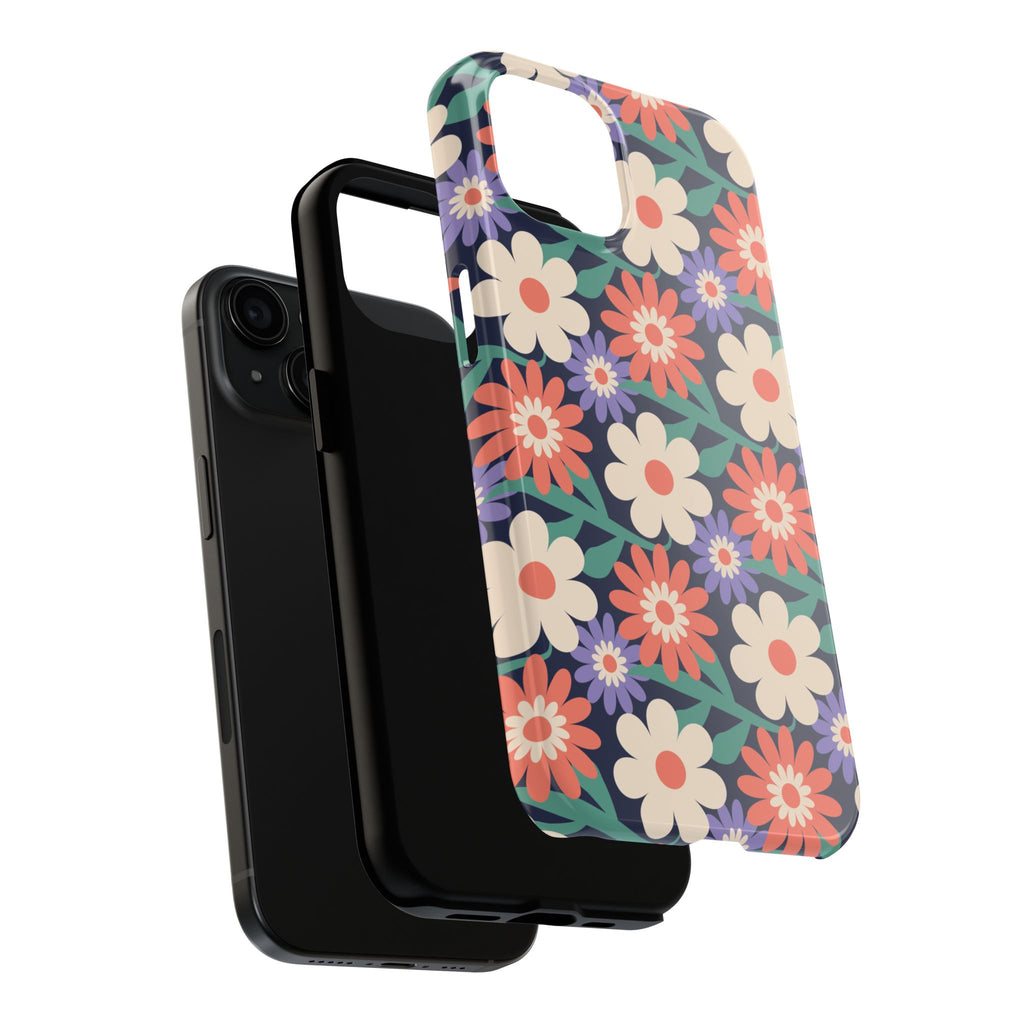 Floral Tough Phone Case — Retro Daisies Protective Phone Cover