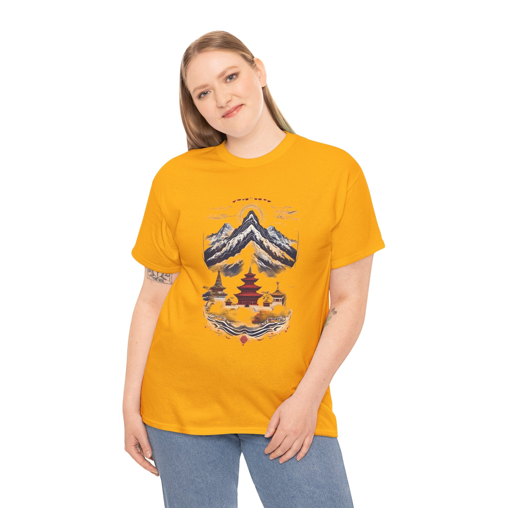 Japanese Mountain Pagoda T-Shirt — Zen Temple Landscape Tee