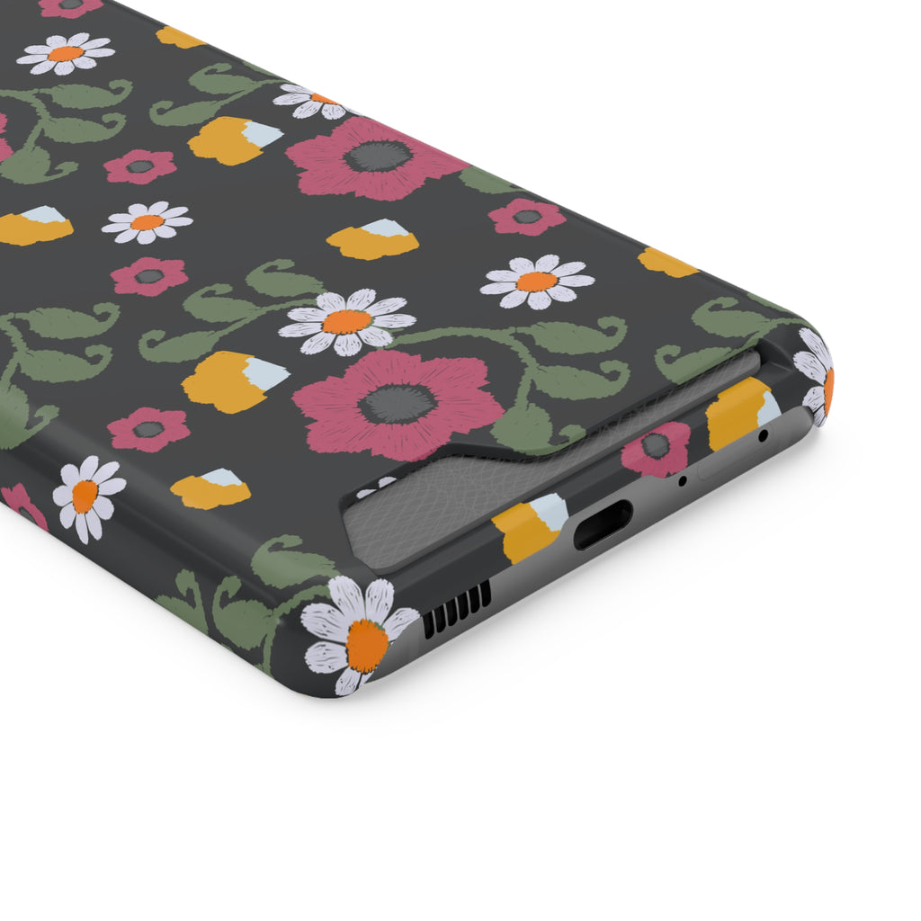 Floral Phone Case with Card Holder, Stylish Smartphone Accessory, Gifts for Her, Trendy Floral Design, Perfect for Spring & Summer