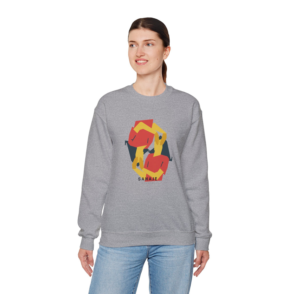 Abstract Flamingo Geometric Crewneck Sweatshirt