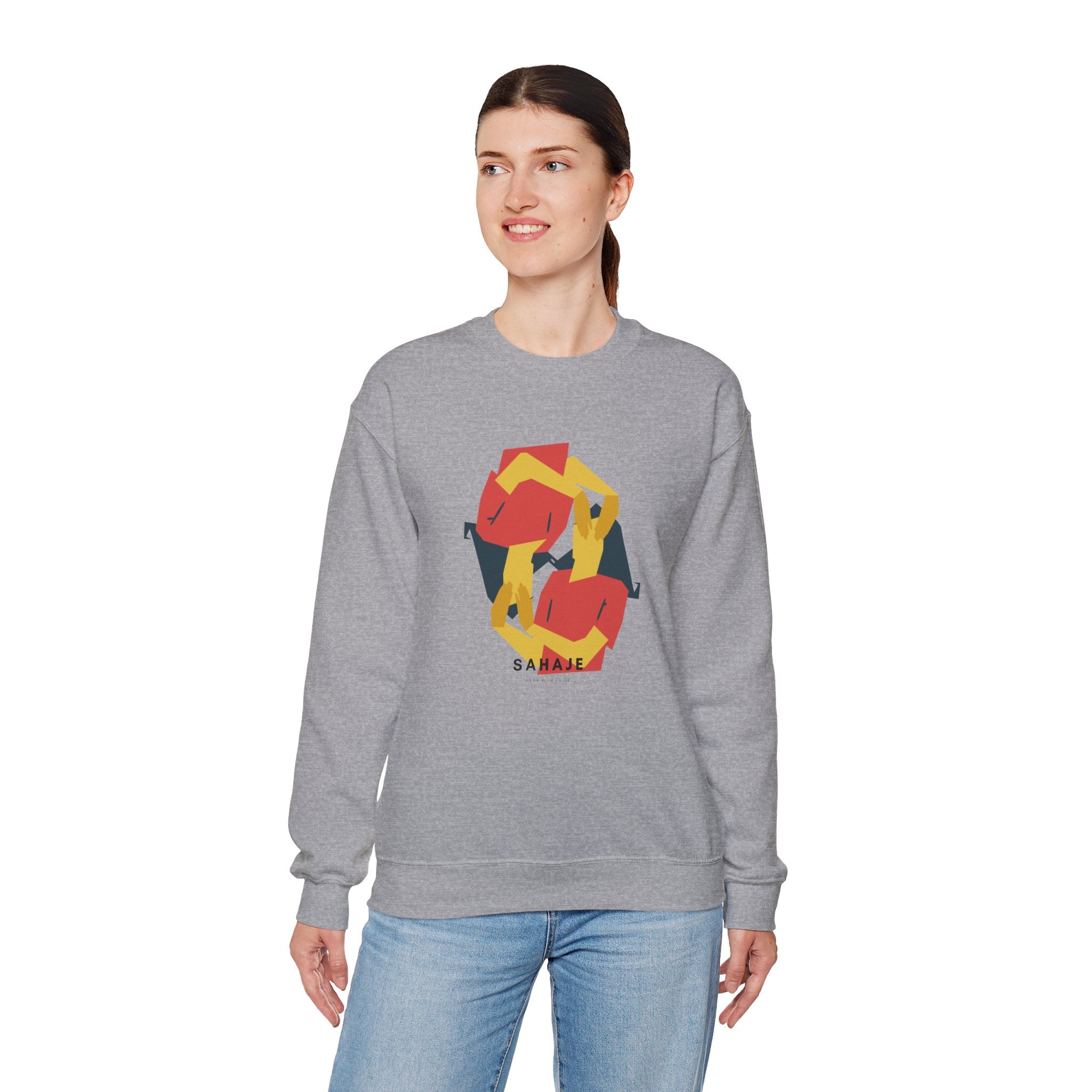 Abstract Flamingo Geometric Crewneck Sweatshirt