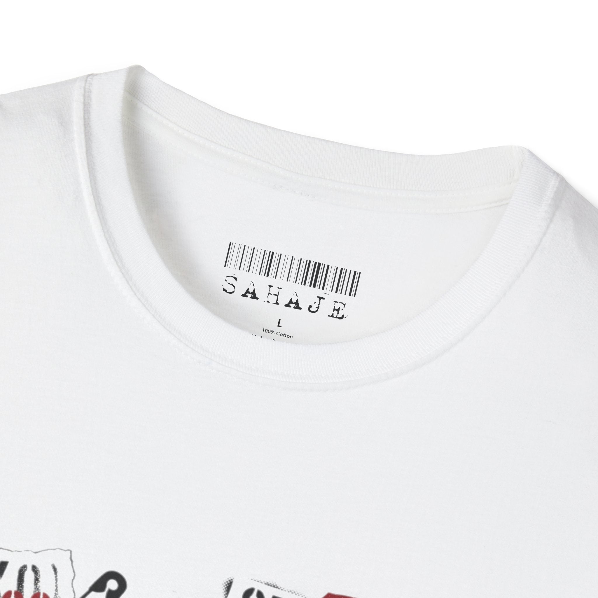 Sahajé Graphic T-Shirt — Bold Streetwear Tee with Red Slash Design