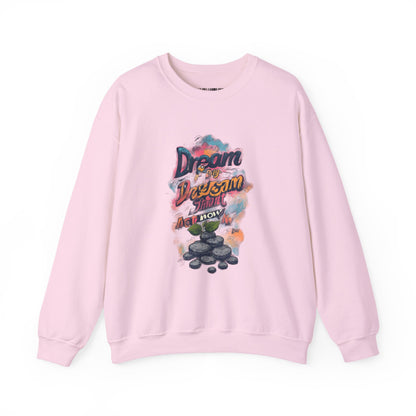 Dream Big Crewneck Sweatshirt — "Dream, Design, Draw" Inspirational Graphic