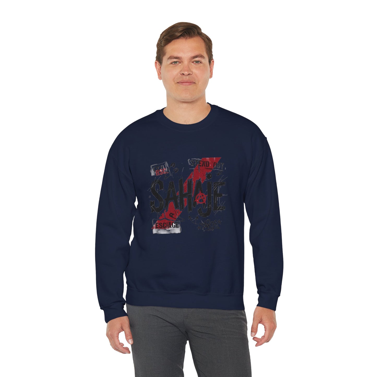 Sahaje Graphic Crewneck Sweatshirt – Streetwear Logo Pullover