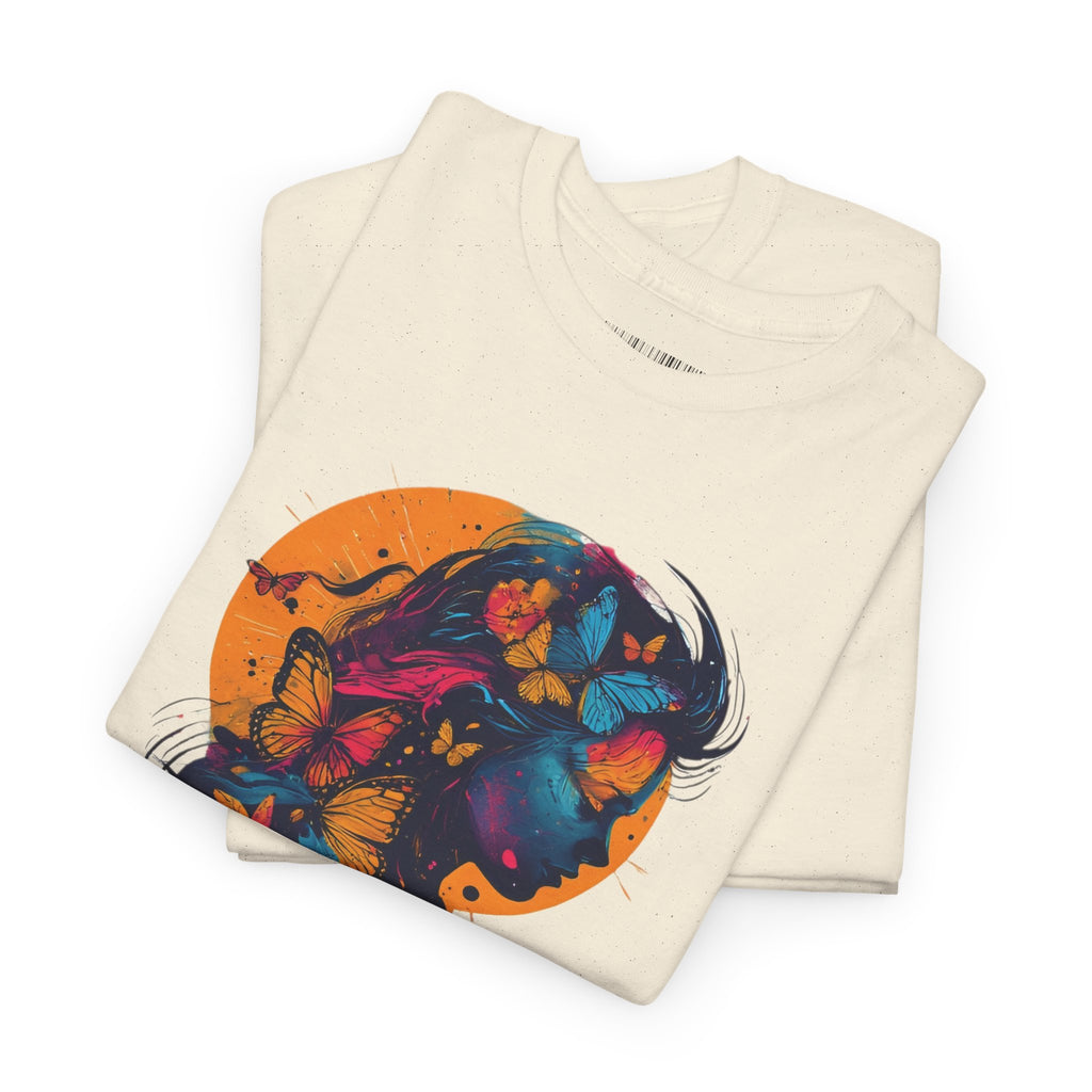 Butterfly Silhouette Graphic Tee — Colorful Maternity Profile Design