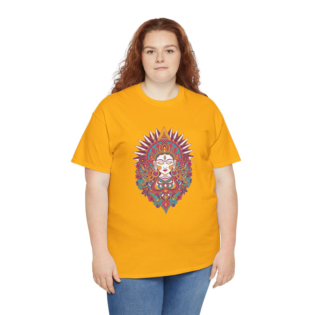 Spiritual Goddess Sun Mandala Tee — Colorful Boho Yoga T‑Shirt