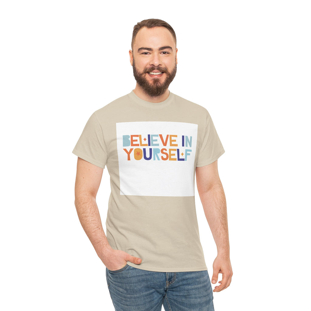 T-Shirt — "Believe in Yourself" Colorful Retro Motivational Tee