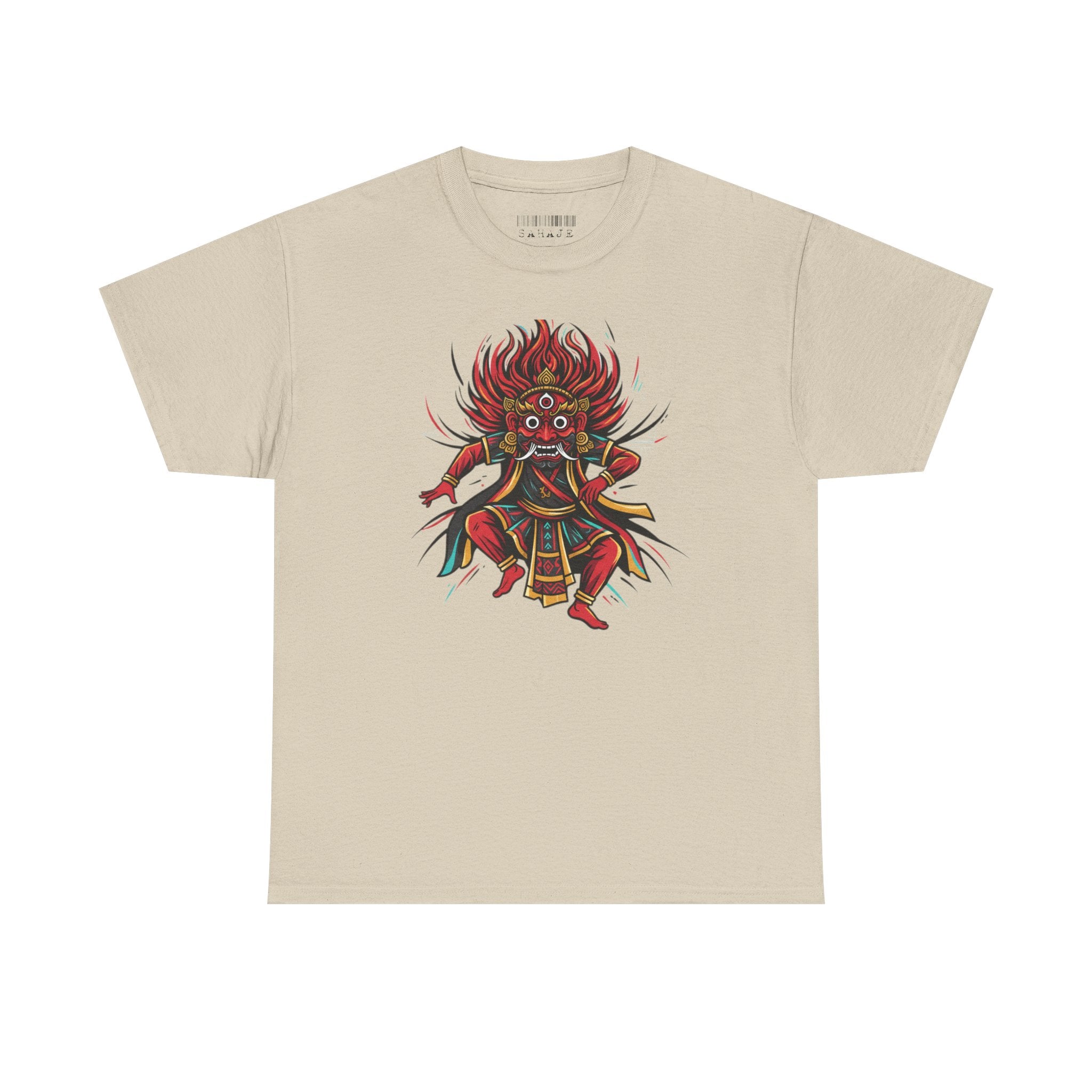 T-Shirt — Fierce Red Oni Demon Graphic Tee (Mythic Japanese Mask Design)