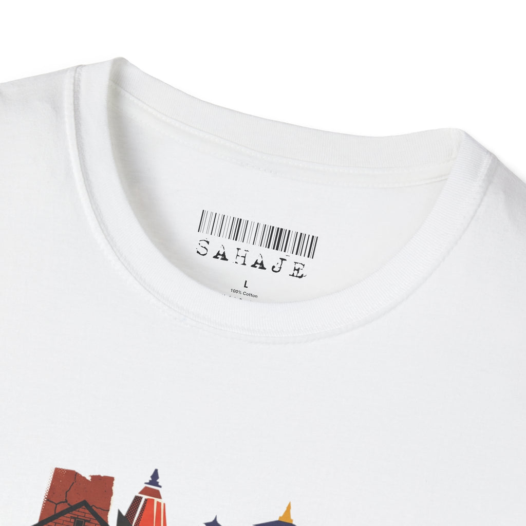 Cityscape Art Tee — Abstract Urban Alley Illustration T-Shirt