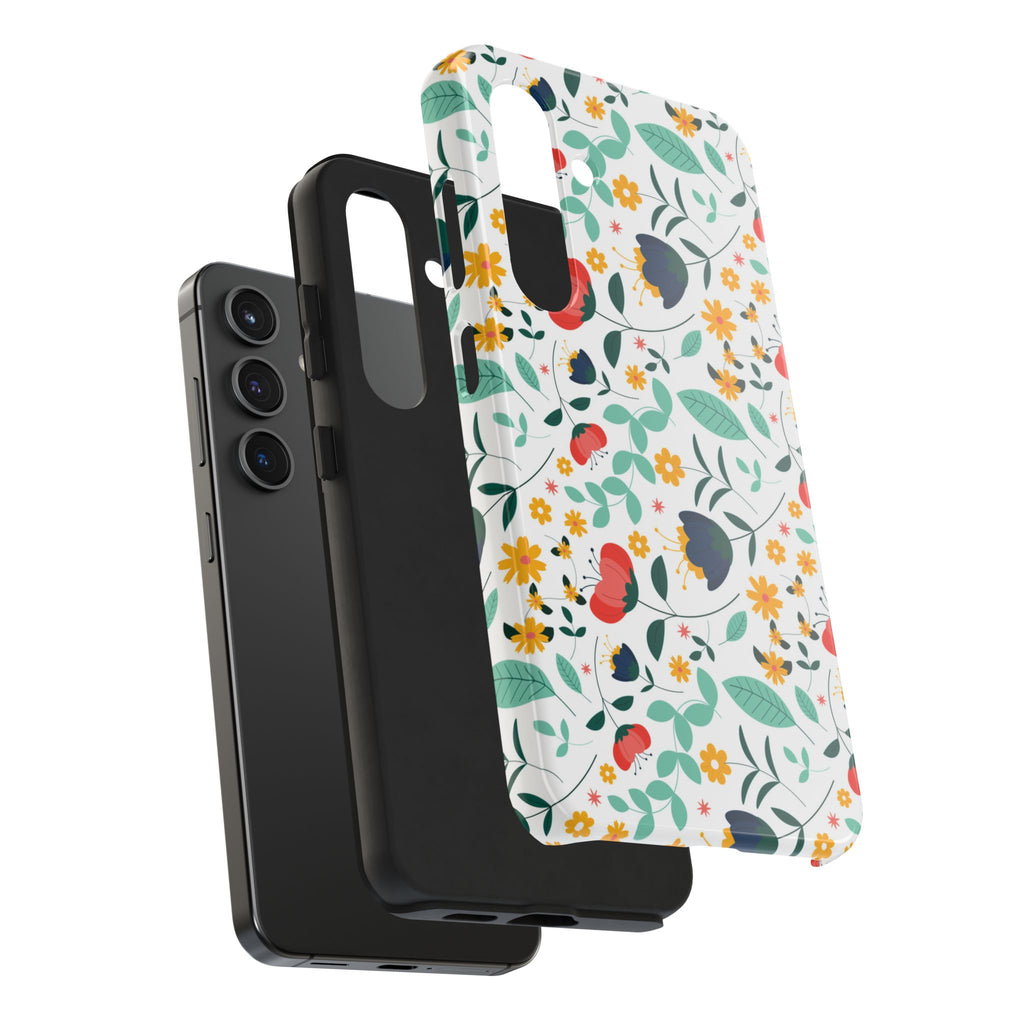 Floral Pattern Tough Phone Case — Colorful Spring Flowers Phone Cover
