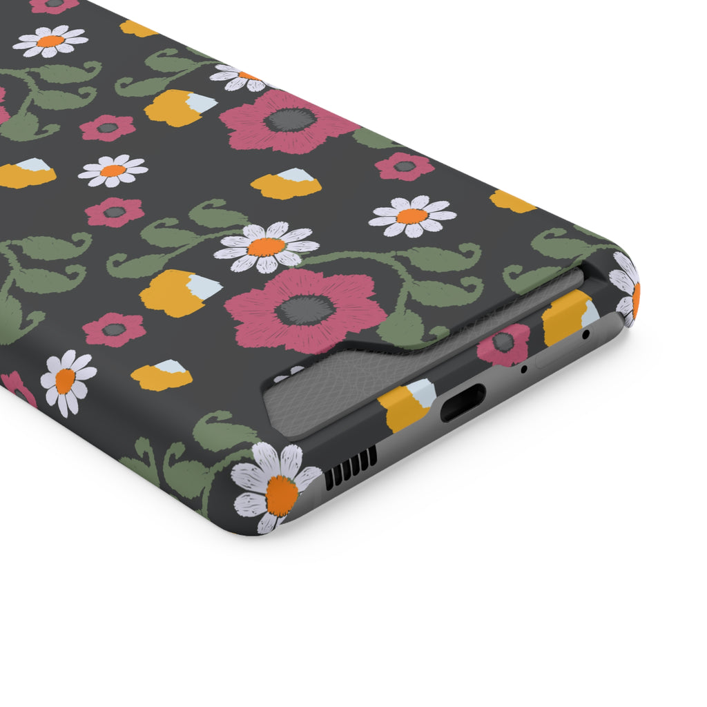 Floral Phone Case with Card Holder, Stylish Smartphone Accessory, Gifts for Her, Trendy Floral Design, Perfect for Spring & Summer