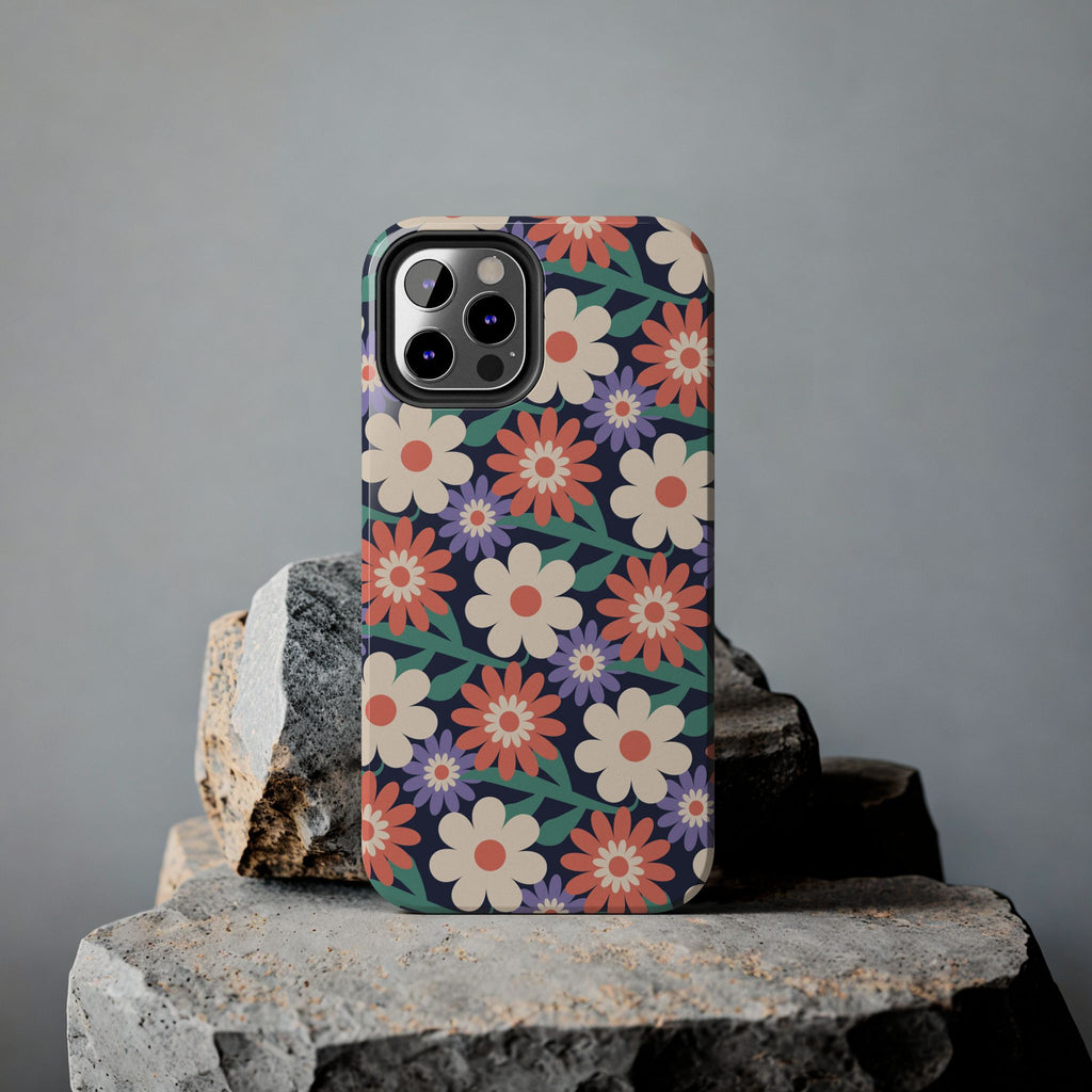 Floral Tough Phone Case — Retro Daisies Protective Phone Cover