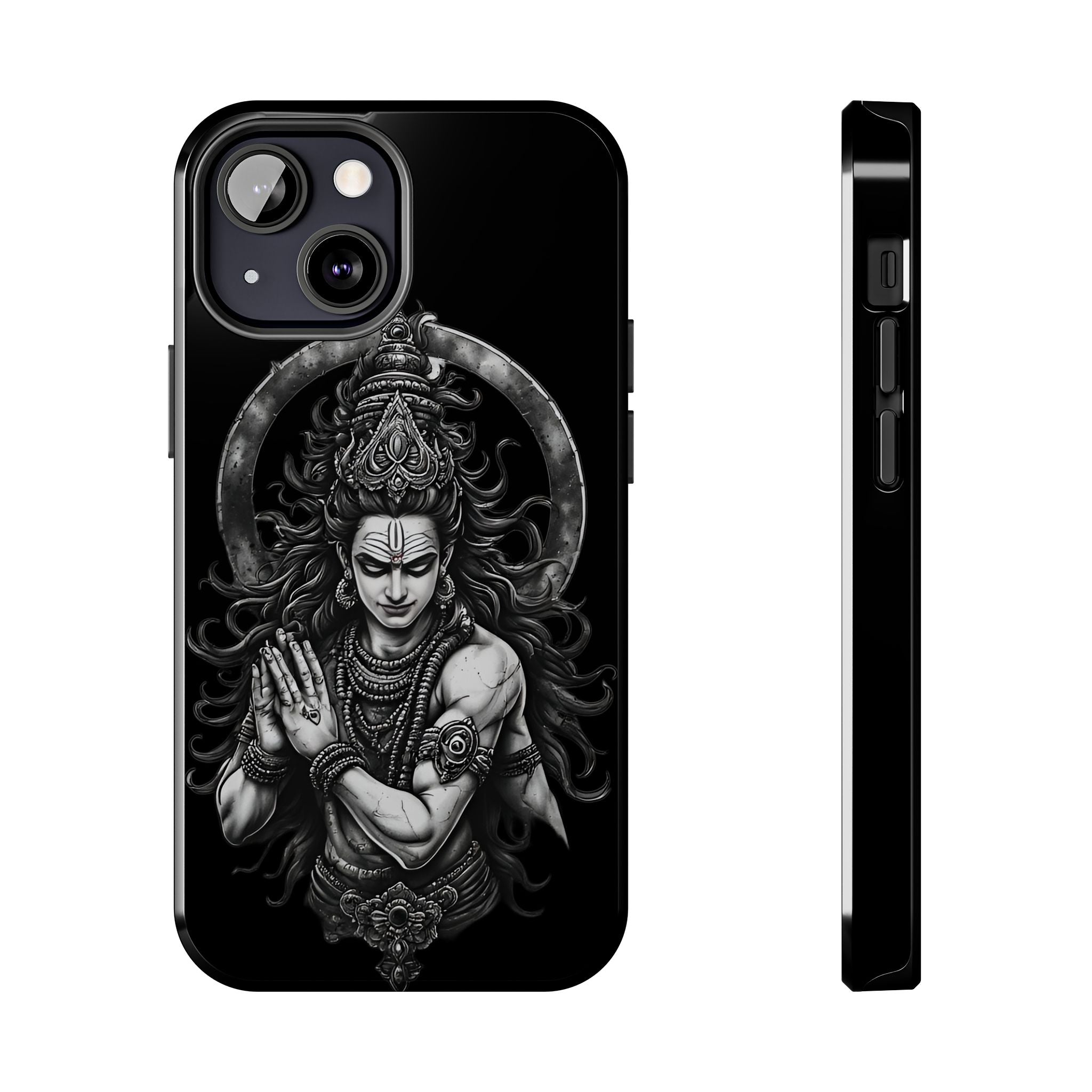 Shiva Tough Phone Case — Black Protective Hindu Deity Design