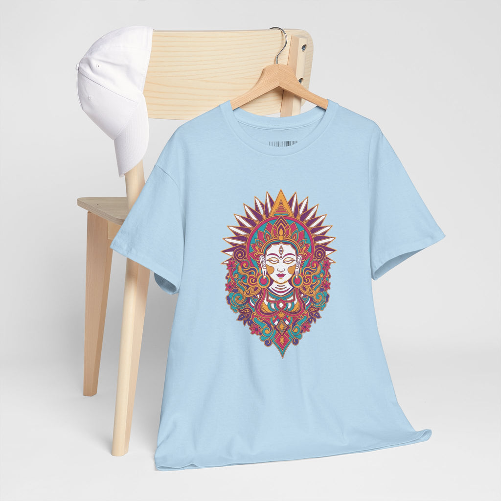 Spiritual Goddess Sun Mandala Tee — Colorful Boho Yoga T‑Shirt