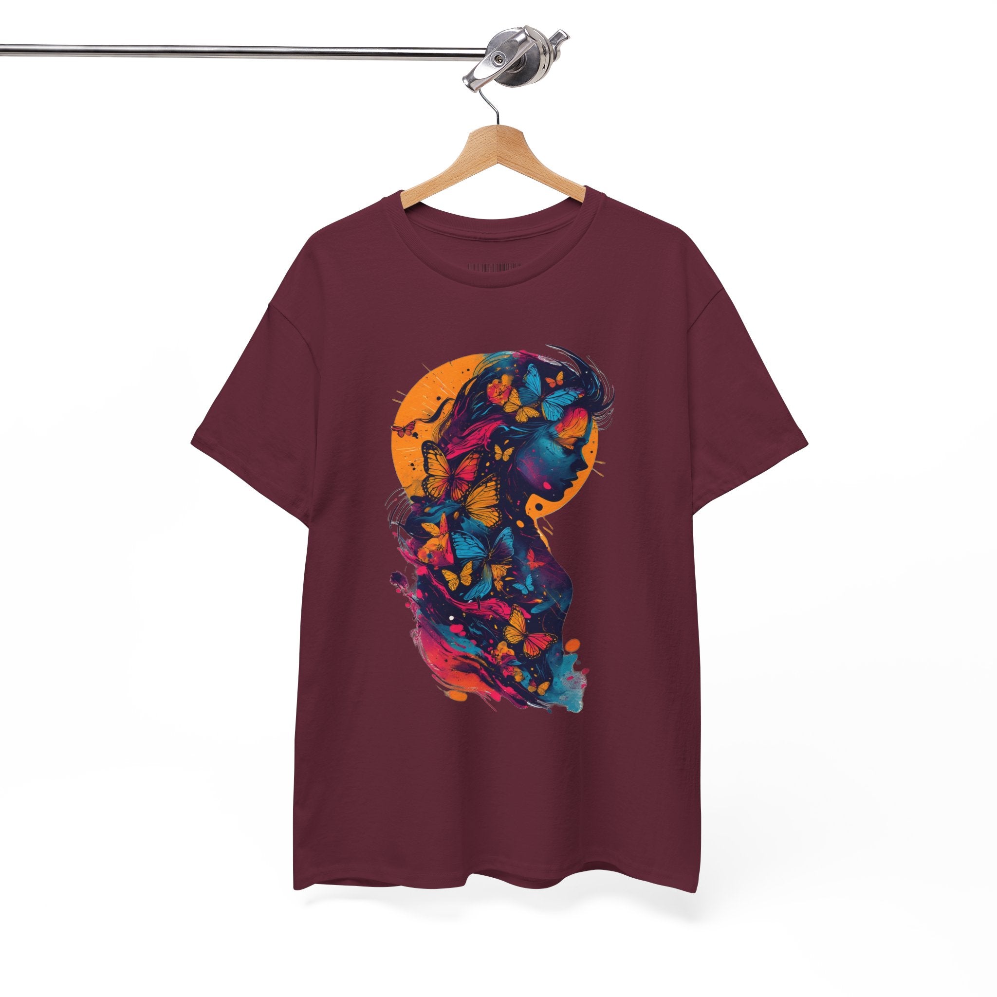 Butterfly Silhouette Graphic Tee — Colorful Maternity Profile Design