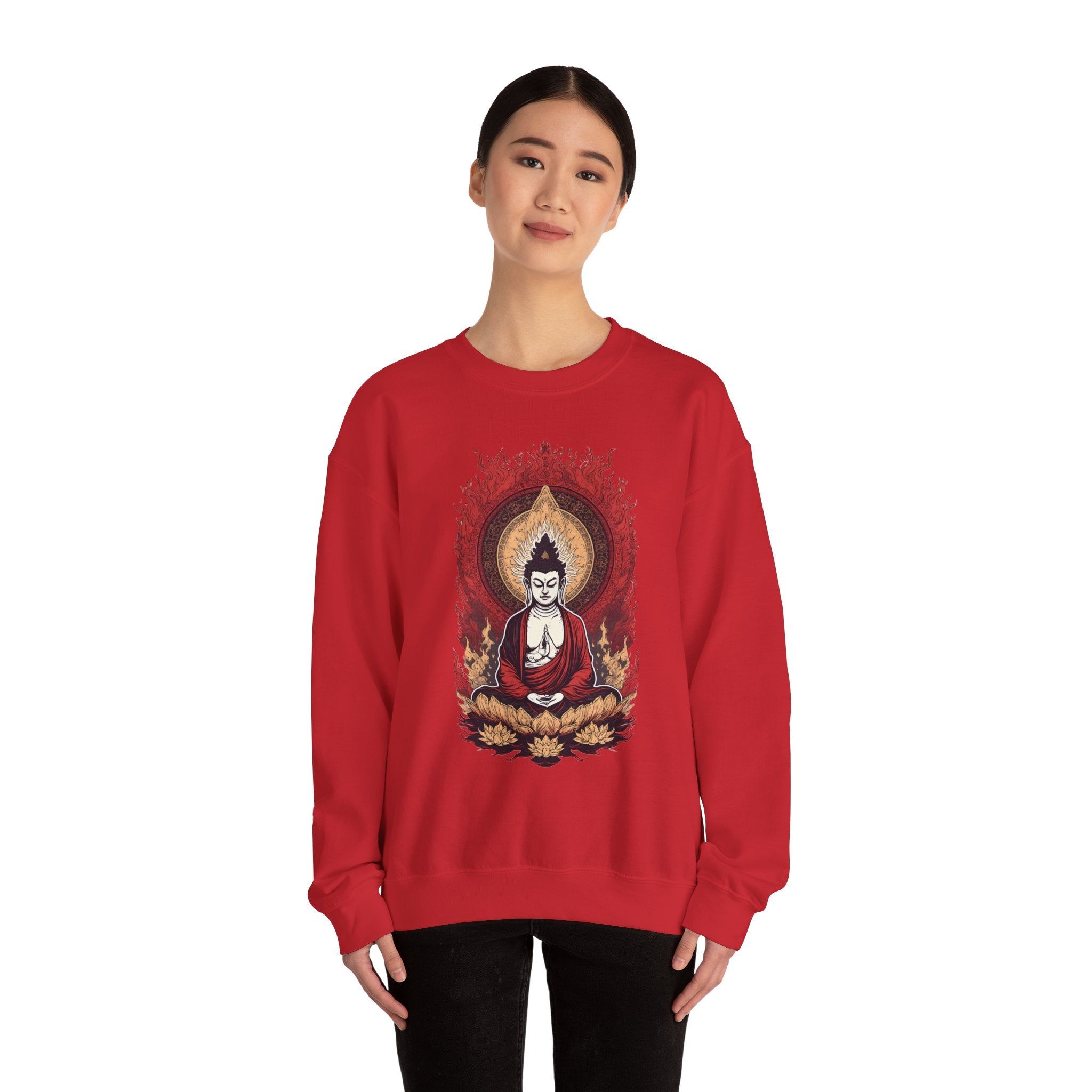 Buddha Lotus Flame Crewneck Sweatshirt