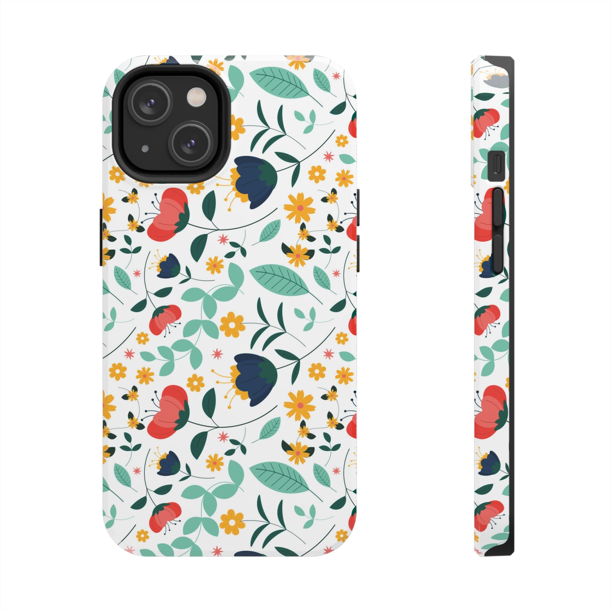 Floral Pattern Tough Phone Case — Colorful Spring Flowers Phone Cover