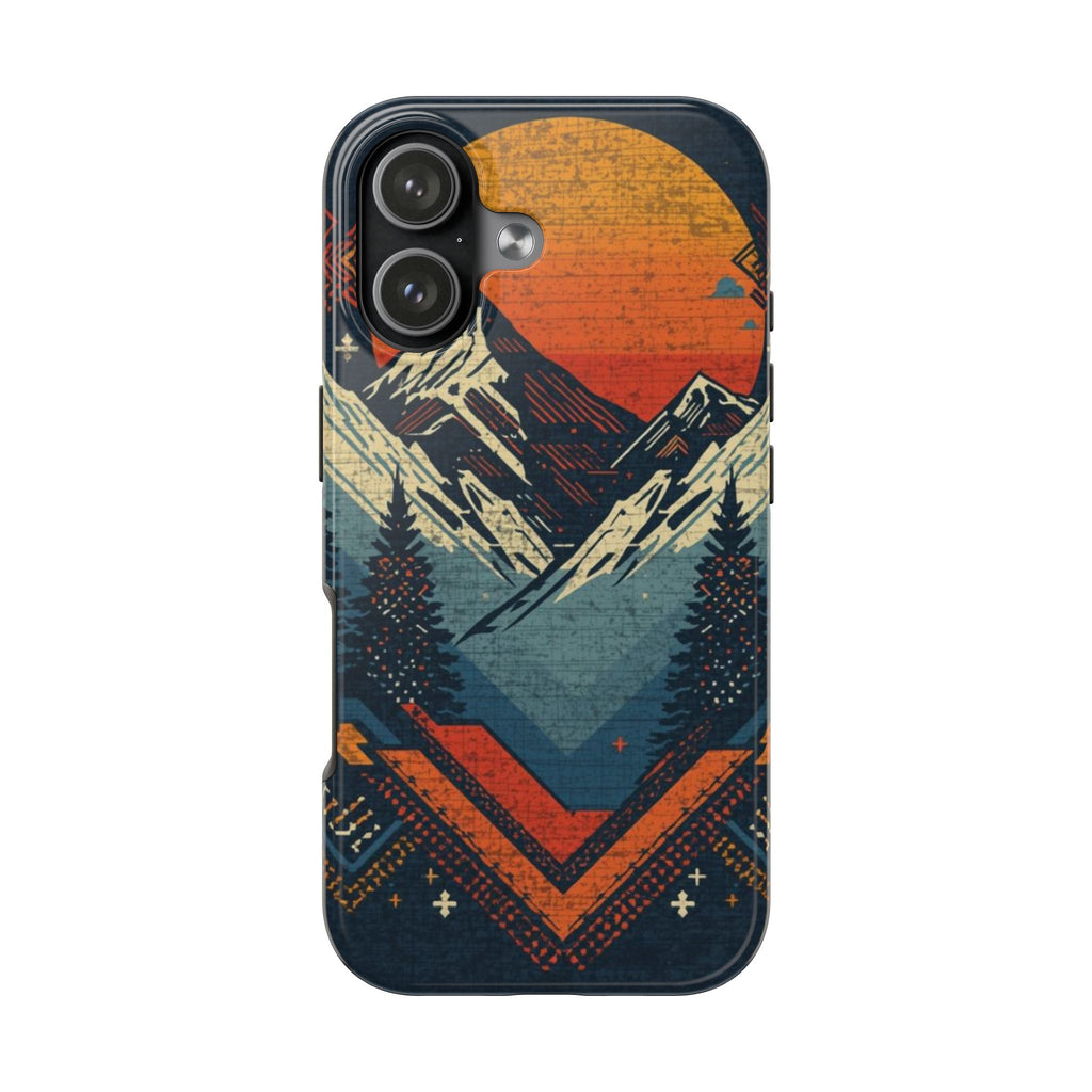 Tough Phone Case — Retro Mountain Sunset Design