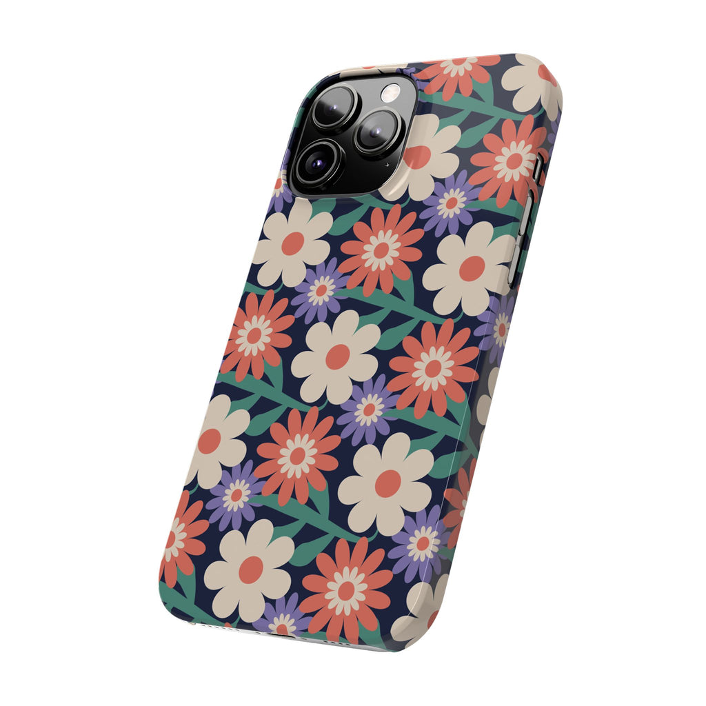 Floral Retro Slim Phone Case – Navy Ditsy Flowers
