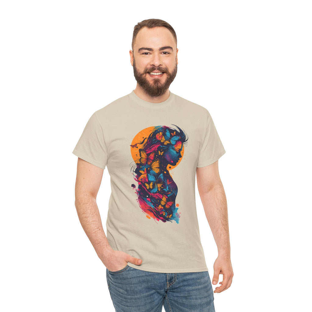 Butterfly Silhouette Graphic Tee — Colorful Maternity Profile Design