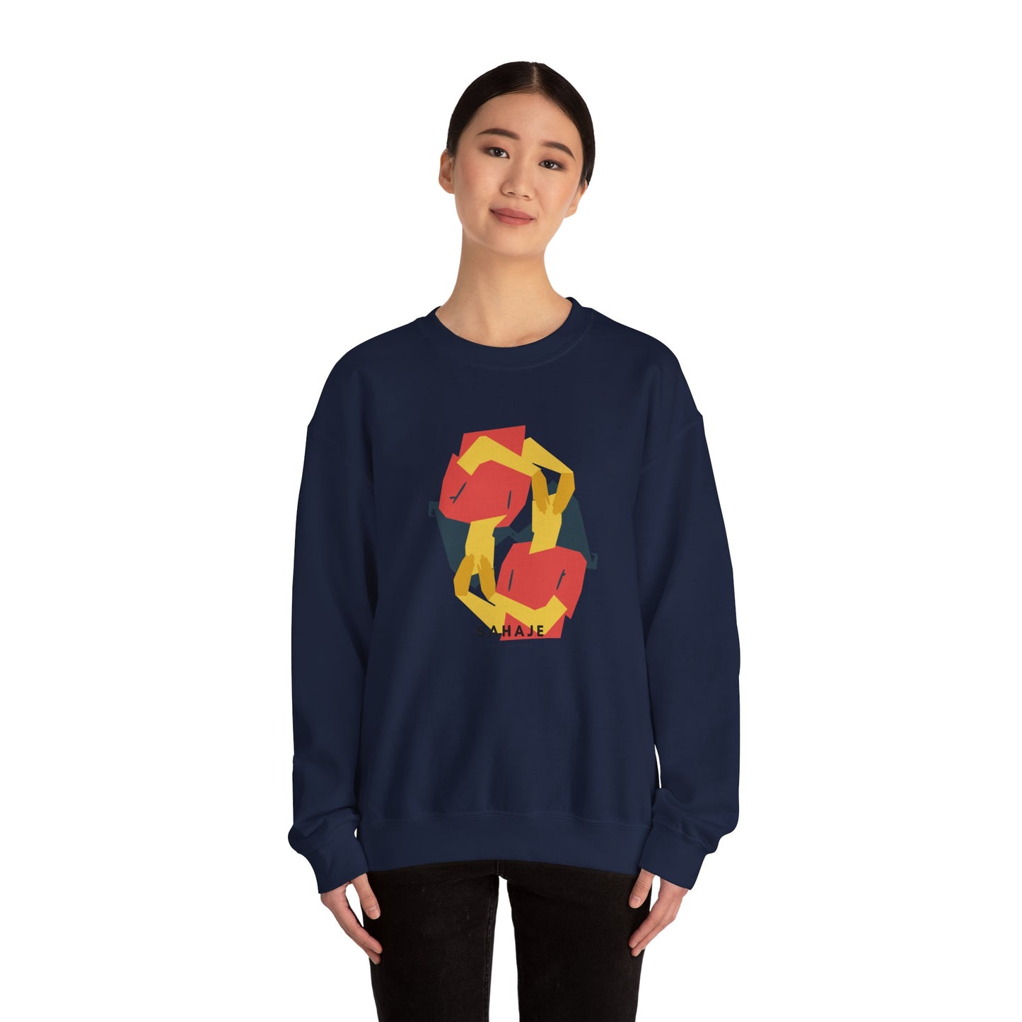 Abstract Flamingo Geometric Crewneck Sweatshirt