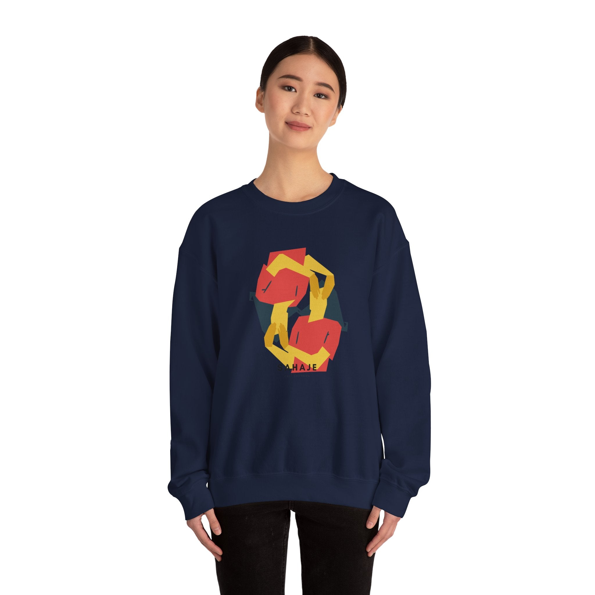 Abstract Flamingo Geometric Crewneck Sweatshirt