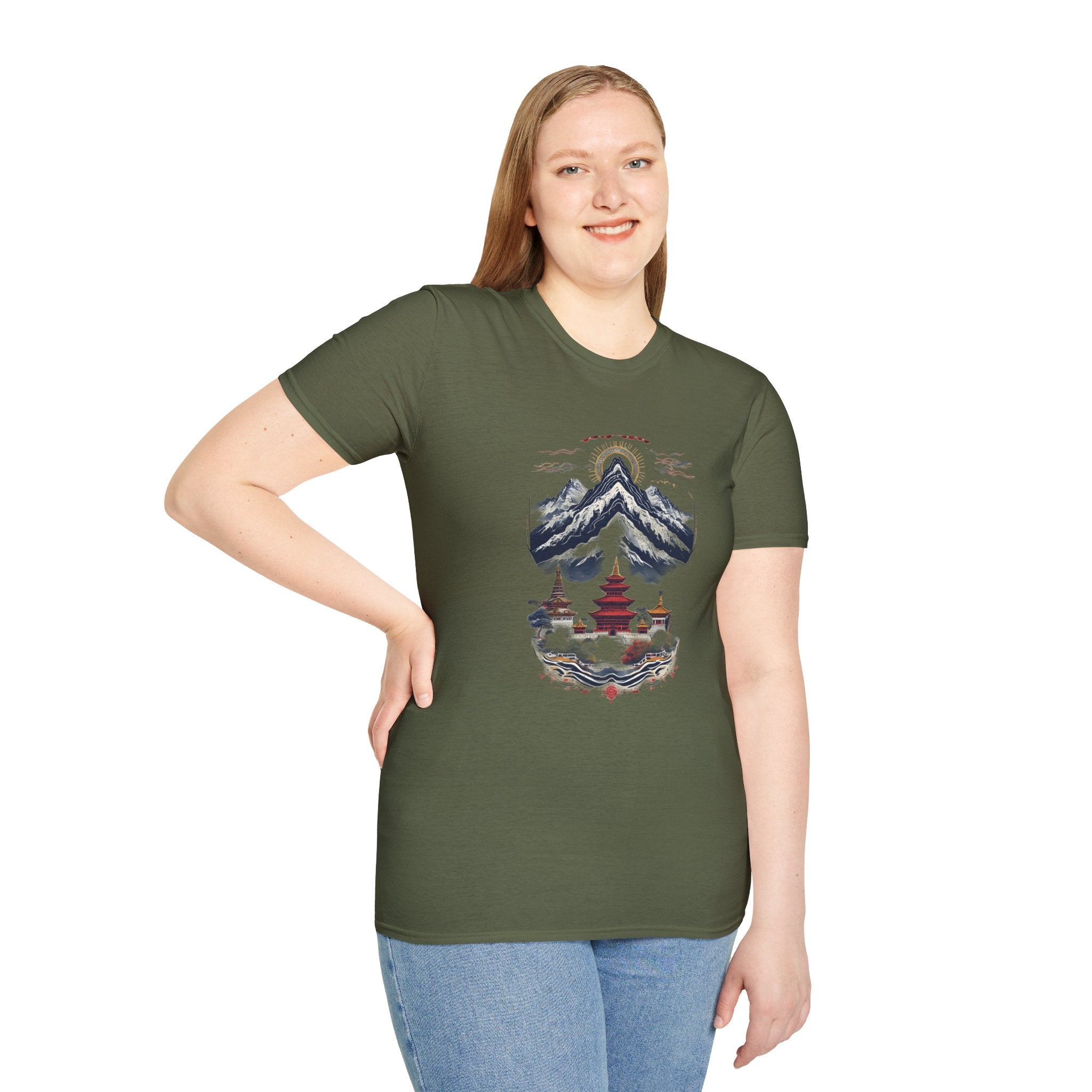 Asian Landscape T-Shirt — Mountain Pagoda Scenic Tee