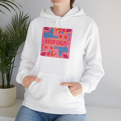 Keep Calm Floral Hoodie — Pink Retro Decorative Graphic Hooded Sweatshirt